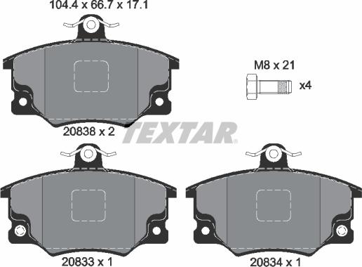 Textar 2083302 - Тормозные колодки, дисковые, комплект autospares.lv