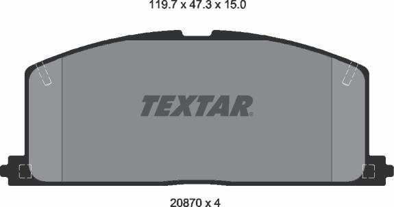 Textar 2087001 - Тормозные колодки, дисковые, комплект autospares.lv