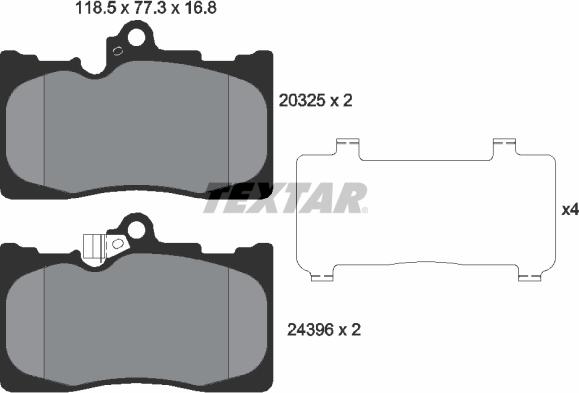 Textar 2032501 - Тормозные колодки, дисковые, комплект autospares.lv