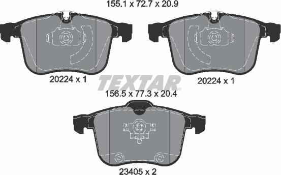 Textar 2022401 - Тормозные колодки, дисковые, комплект autospares.lv