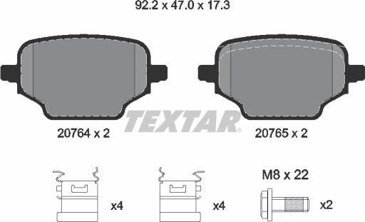 Textar 2076401 - Тормозные колодки, дисковые, комплект autospares.lv