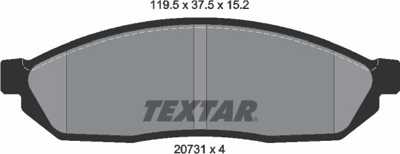 Textar 2073101 - Тормозные колодки, дисковые, комплект autospares.lv