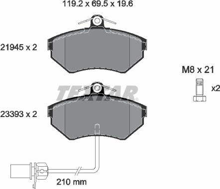 Textar 2194504 - Тормозные колодки, дисковые, комплект autospares.lv