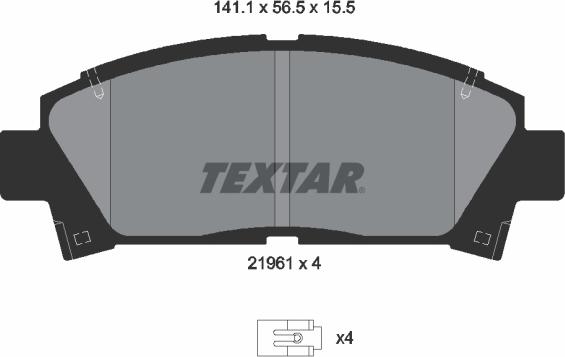 Textar 2196102 - Тормозные колодки, дисковые, комплект autospares.lv