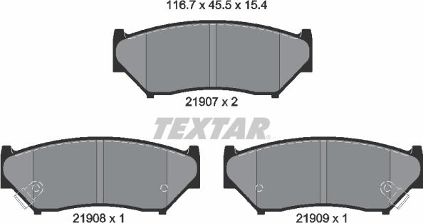 Textar 2190701 - Тормозные колодки, дисковые, комплект autospares.lv