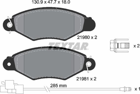 Textar 2198009 - Тормозные колодки, дисковые, комплект autospares.lv