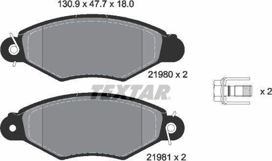 Textar 2198004 - Тормозные колодки, дисковые, комплект autospares.lv