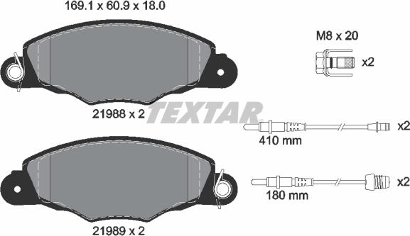 Textar 2198804 - Тормозные колодки, дисковые, комплект autospares.lv