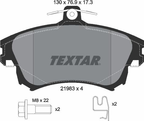 Textar 2198302 - Тормозные колодки, дисковые, комплект autospares.lv