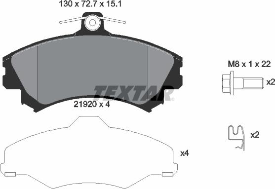 Textar 2192001 - Тормозные колодки, дисковые, комплект autospares.lv