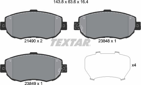 Textar 2149001 - Тормозные колодки, дисковые, комплект autospares.lv