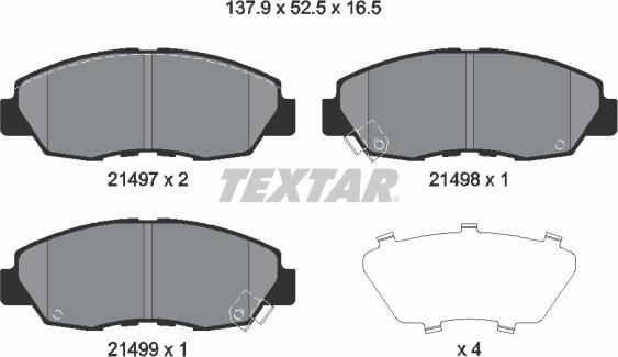 Textar 2149704 - Тормозные колодки, дисковые, комплект autospares.lv