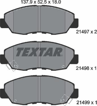 Textar 2149701 - Тормозные колодки, дисковые, комплект autospares.lv