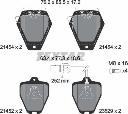 Textar 2145401 - Тормозные колодки, дисковые, комплект autospares.lv