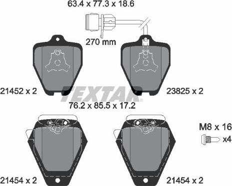 Textar 2145201 - Тормозные колодки, дисковые, комплект autospares.lv