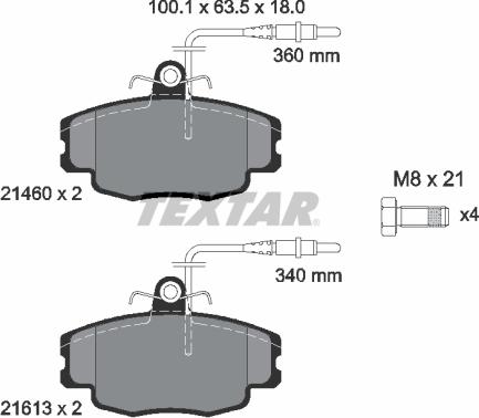 Textar 89011100 - Дисковый тормозной механизм, комплект autospares.lv