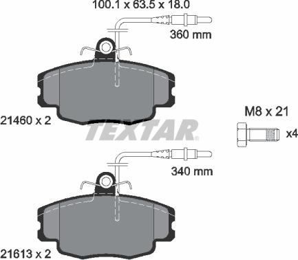 Textar 2146002 - Тормозные колодки, дисковые, комплект autospares.lv