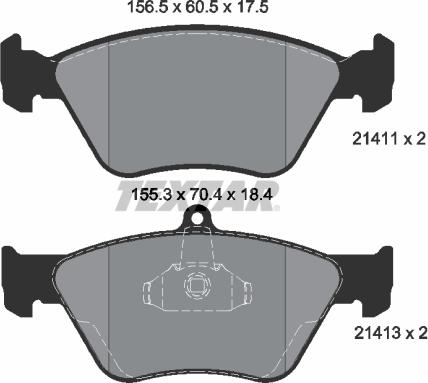 Textar 2141101 - Тормозные колодки, дисковые, комплект autospares.lv