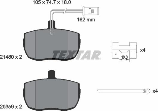 Textar 2148001 - Тормозные колодки, дисковые, комплект autospares.lv