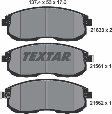 Textar 2156101 - Тормозные колодки, дисковые, комплект autospares.lv
