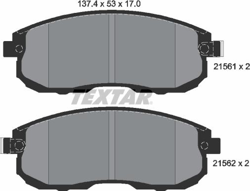 Textar 2156201 - Тормозные колодки, дисковые, комплект autospares.lv