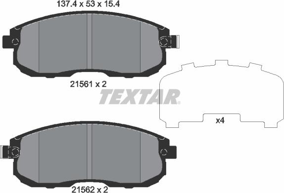 Textar 2156203 - Тормозные колодки, дисковые, комплект autospares.lv