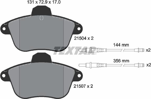 Textar 2150401 - Тормозные колодки, дисковые, комплект autospares.lv