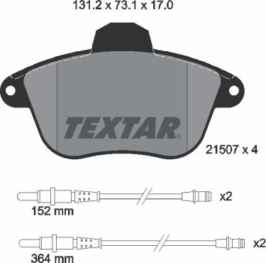 Textar 2150701 - Тормозные колодки, дисковые, комплект autospares.lv