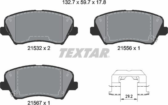 Textar 2153201 - Тормозные колодки, дисковые, комплект autospares.lv