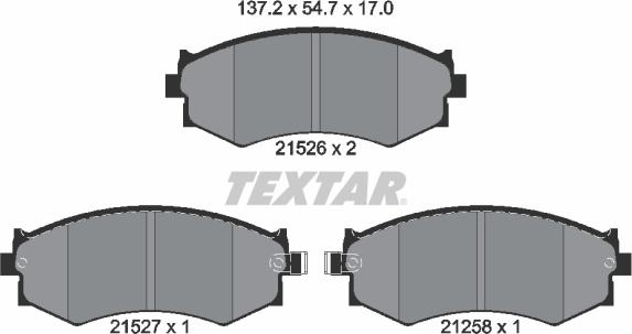 Textar 2152601 - Тормозные колодки, дисковые, комплект autospares.lv