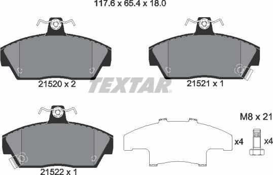 Textar 2152001 - Тормозные колодки, дисковые, комплект autospares.lv