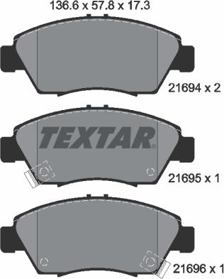 Textar 2169401 - Тормозные колодки, дисковые, комплект autospares.lv