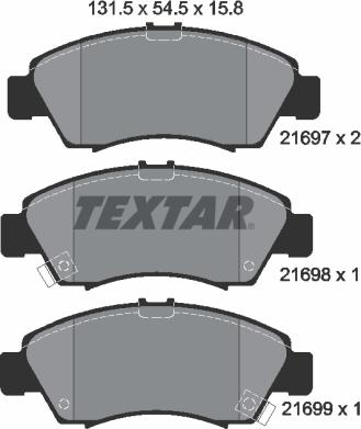 Textar 2169701 - Тормозные колодки, дисковые, комплект autospares.lv
