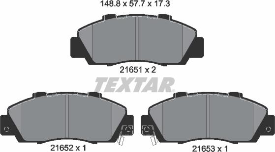 Textar 2165101 - Тормозные колодки, дисковые, комплект autospares.lv