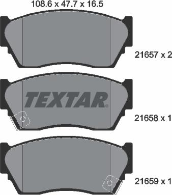 Textar 2165701 - Тормозные колодки, дисковые, комплект autospares.lv