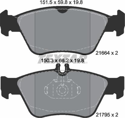 Textar 2166404 - Тормозные колодки, дисковые, комплект autospares.lv