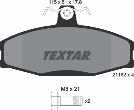 Textar 2166201 - Тормозные колодки, дисковые, комплект autospares.lv