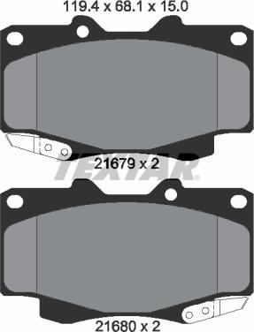 Textar 2168001 - Тормозные колодки, дисковые, комплект autospares.lv