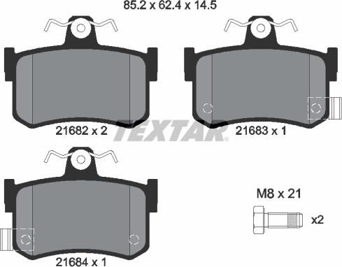 Textar 2168202 - Тормозные колодки, дисковые, комплект autospares.lv