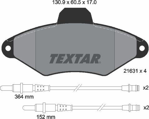 Textar 2163102 - Тормозные колодки, дисковые, комплект autospares.lv