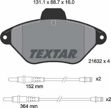 Textar 2163201 - Тормозные колодки, дисковые, комплект autospares.lv