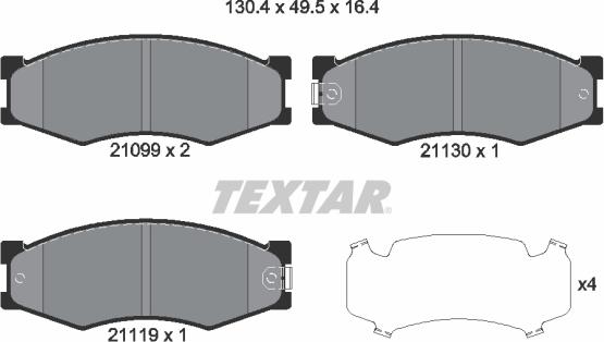 Textar 2109902 - Тормозные колодки, дисковые, комплект autospares.lv