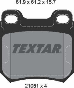 Textar 2105101 - Тормозные колодки, дисковые, комплект autospares.lv