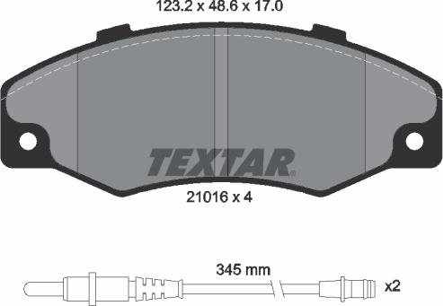 Textar 2101602 - Тормозные колодки, дисковые, комплект autospares.lv