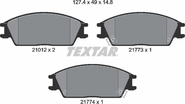 Textar 2101202 - Тормозные колодки, дисковые, комплект autospares.lv