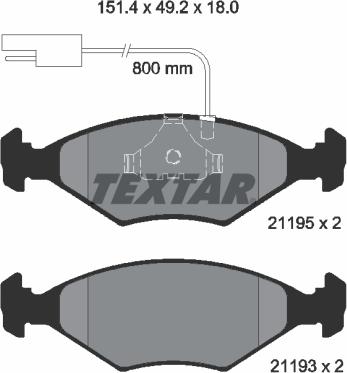 Textar 2119501 - Тормозные колодки, дисковые, комплект autospares.lv