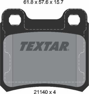 Textar 2114001 - Тормозные колодки, дисковые, комплект autospares.lv