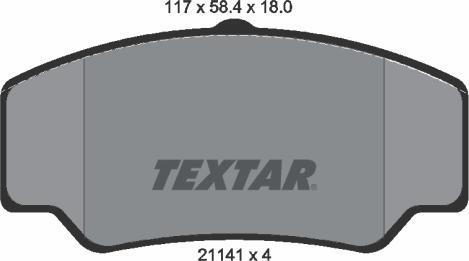 Textar 2114103 - Тормозные колодки, дисковые, комплект autospares.lv