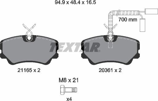 Textar 2116501 - Тормозные колодки, дисковые, комплект autospares.lv