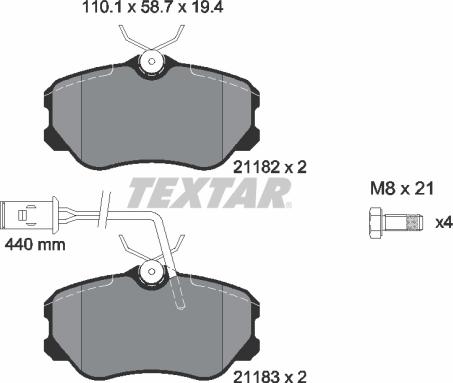 Textar 2118204 - Тормозные колодки, дисковые, комплект autospares.lv